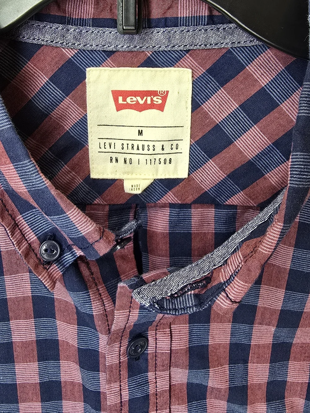 Levi's Men's Navy & Red Short-Sleeve Check Button-Down Shirt